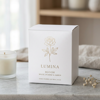 Boîte en carton carrée auto-élevante personnalisée, luxueuse, gaufrée, recyclable, pour emballage de bougies d'aromathérapie et de produits de soin de la peau