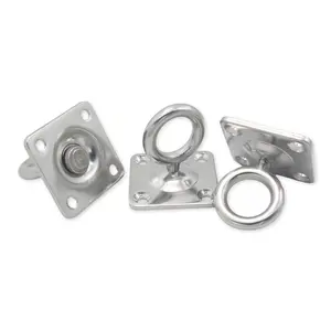 China Supplier SS304/316 Stainless Steel Square Pad Eye Plate with Welded Swivel Ring