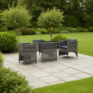 Set Bistrot in Polyrattan con Cuscini Grigio, Arredamento da Giardino per Esterni, 2 Posti, Design Contemporaneo - Product Image 2