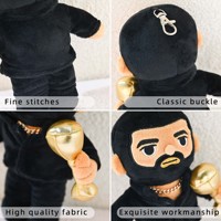 Llavero de Peluche Personalizado de Rapper con Trofeo Dorado, Muñeco de Peluche Suave con Clip Metálico para Mochilas, Regalos Coleccionables