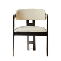 Chaises de salle à manger de style italien, modernes du milieu du siècle, avec accoudoirs en bois d'hévéa massif et revêtement en tissu – Luxe léger, sur mesure pour la maison et le salon de thé