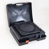 Réchaud de cuisson portable à gaz butane à allumage facile avec grille de barbecue perforée pour fêtes en extérieur