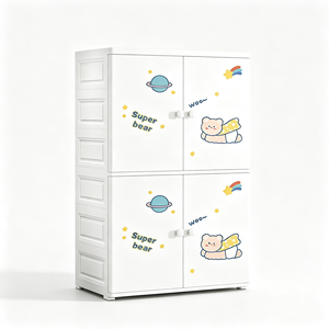 Armario de Plástico para Niños con Diseño de Dibujos Animados, Mueble de Dormitorio para Guardar Ropa, 70x40x137cm - Product Image 1