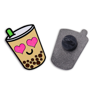 Pin de solapa de té de burbujas de dibujos animados, esmalte duro suave de Metal, No mínimo, venta al por mayor, personalizado, Anime Boba - Product Image 1