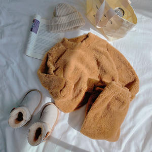 Vêtements d'hiver pour enfants garçons filles, couleur unie, flanelle, vêtements de maison chauds, vêtements décontractés pour bébés, ensemble deux pièces, 2022 - Product Image 3