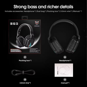 Onikuma B60 5.2ชุดหูฟังไร้สายเล่นเกมเบสเข้มข้นพร้อมไมโครโฟน - Product Image 6