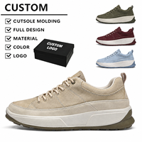 Chaussures décontractées pour hommes en cuir de vachette avec logo personnalisé, semelle intermédiaire épaisse et amortie, semelle extérieure en caoutchouc antidérapante, OEM ODM