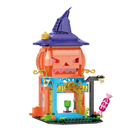 COGO Set mainan blok bangunan rakitan DIY Model rumah labu Halloween 878 buah