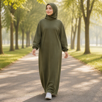 Robe Abaya musulmane à capuche personnalisée pour femme, avec hijab intégré, poignets élastiques, coupe ample, couvrance totale, pour le quotidien et l'Aïd