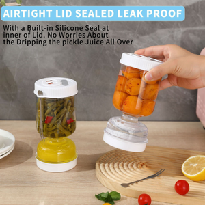 Pot à cornichons en plastique avec séparateur, passoire pour aliments humides et secs, pot hermétique à bascule en forme de sablier pour cornichons d'olives - Product Image 2