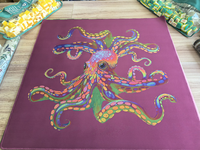 Tapis de jeu de mahjong Octopus Ocean de 31,5 pouces avec base en caoutchouc antidérapante et surface insonorisante