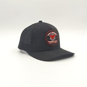 Waterproof Dobby Dot Hand Embroidery Baseball <b>Cap</b> Laser Cut Hole Golf Hats PVC Rubber Patch Rope Custom Adjustable - Product Image 2