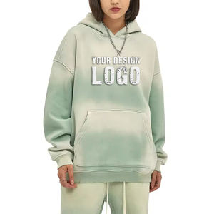 Sweat-shirt pour femme décontracté et tendance, délavé, lourd, ample, personnalisé, 360g, teinture par pulvérisation, dégradé de couleurs - Product Image 1