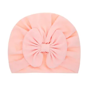 Cute Baby Bow Hats Lovely Kids Girls Toddler Turbante Caps Plain Infant Newborn Solid Baby Hair Accessories