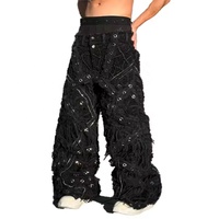 Fabricant de jeans en denim sur mesure, jeans pour hommes de haute qualité, coupe bootcut, bleu, hip hop, Y2k, jambe large, patchwork, effet usé