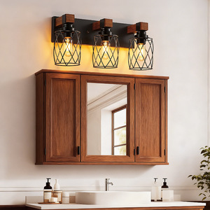Lámpara de pared industrial de hierro, jaula de metal negro, bombilla E27, iluminación montada en la pared para dormitorio, sala de estar - Product Image 2