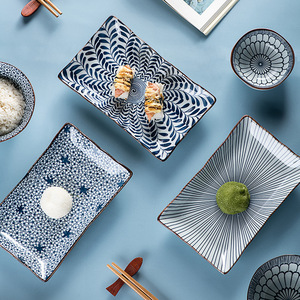 Керамическая посуда с синим рисом в японском стиле, набор керамических чаш с подарочной коробкой для дома - Product Image 4