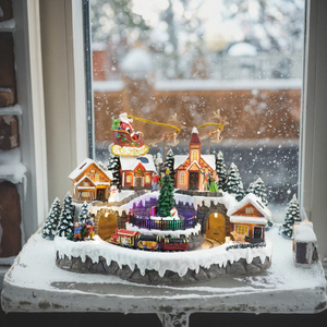 الجملة مورد زينة عيد الميلاد أدى الموسيقية قرية منزل شجرة عيد الميلاد تحول حركة القطار التماثيل عيد الميلاد - Product Image 6