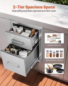 Ticari mutfak çelik imalat açık çift barbekü erişim çekmeceleri 13 \ "W X 20.5 \" H X 21 \ "D paslanmaz çelik saplar mutfak - Product Image 3