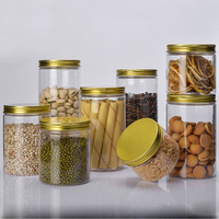 Pot en plastique PET cylindrique rond de plusieurs tailles pour le stockage des aliments, des noix, des serpents