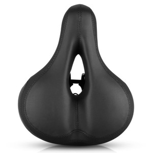 Sillín de Bicicleta con Luz Trasera, Ventilación <span class=keywords><strong>Ajustable</strong></span>, Cuero de PVC, Cojín Hueco y Suave para Ciclismo - Product Image 1