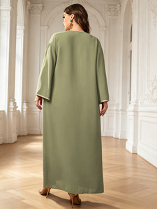 Collezione Estiva: Abito Lungo da Donna con Collo Tondo - Non esitate a chiedere, <span class=keywords><strong>siamo</strong></span> qui per aiutarvi per l'Eid e l'uso quotidiano - Product Image 3