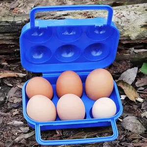 Kotak pelindung telur 6 sel, baki telur simulasi berkemah portabel genggam luar ruangan