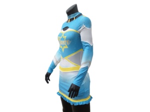 Chaud <span class=keywords><strong>Sexy</strong></span> Bretelles À Manches Longues Cheerleading Uniformes Avec Strass Étincelant Cheerleading Costumes - Product Image 4