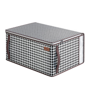 Sac de rangement pour vêtements à motif pied-de-poule, de type vertical, rectangulaire, disponible en tailles moyenne, grande et extra grande, organisateur de chambre, sac pour couettes et édredons - Product Image 1