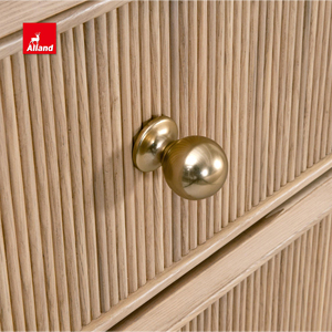 Simple and Clutter-free White Oak Timber Kitchen <strong>Cabinet</strong> with Fluted Reeded Details Inset Door Joinery and Brass Knob Handle - Product Image 2