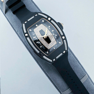 Reloj automático de cerámica negra con diamantes de alta calidad estilo RM 07-01 para mujer con correa de caucho - Product Image 4