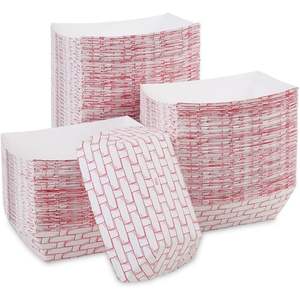Boardwalk 1 Lbs. Paniers à nourriture en carton grande capacité BWK30LAG100-Rouge/Blanc 1000/carton pour Food Trucks - Product Image 2