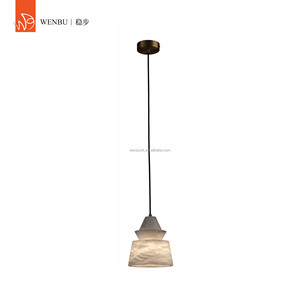 Lampe suspendue à plusieurs niveaux en albâtre espagnol, en laiton, pour salle à manger, villa, restaurant - Product Image 1