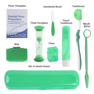 Kit Portátil de Hilos Dentales Ortodónticos Verdes, Set de Higiene Bucal de Viaje para el Cuidado de Aparatos Ortodónticos - Product Image 2