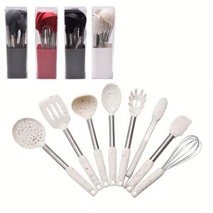 Custom 9Pcs Heat Resistant <b>Silicone</b> Rubber Handles Food Grade Gadgets Tools Set Nonstick Cookware for Home Kitchen Use - Product Image 4