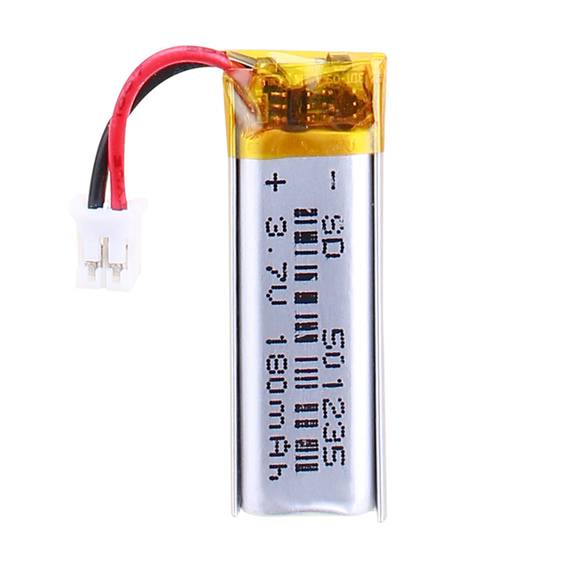 3.7V 180mah 501235 Lipo Lithium Polymer Rechargeable Battery for MP3 Headset Video Pen With 2pin PH 2.0mm Connector Prismatic
