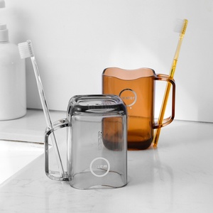 Tasse à brosse à dents en plastique transparent style simple, motif dessin animé, accessoires de salle de bain pour enfants, idéale pour l'hôtellerie - Vente chaude - Product Image 1