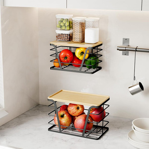 Wall Mounted Storage <b>Basket</b> Set 2 Tier <b>Large</b> Capacity For Kitchen Fruit Food Organization - Product Image 4