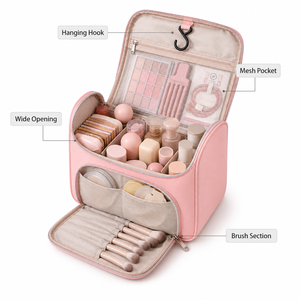 Grande capacité, imperméable, <span class=keywords><strong>en</strong></span> polyester, avec fermeture éclair, à suspendre pour sac de voyage, trousse de maquillage portable, organisateur de rangement cosmétique multi-usages - Product Image 4