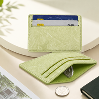 Dompet Kartu Kulit PU Hijau Muda OEM Desain Sederhana dengan Penutup Terbuka Panjang Pendek untuk Penyimpanan Kartu Kredit yang Praktis