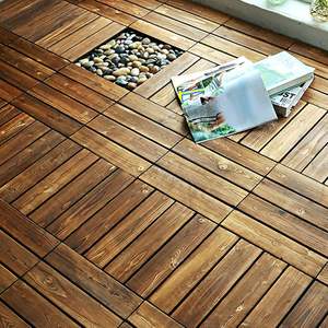 Baldosas de Madera de Pino Carbonizada para Terraza, Patio o Jardín, de 30*30cm, para Exterior, Encajables, Venta al Por Mayor - Product Image 6