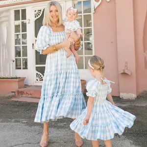 HONGBO Customized Mom And Kids Dress Spring Summer Family Summer Matching Outfit Dress Mama Papa Baby Sets For Women Girls