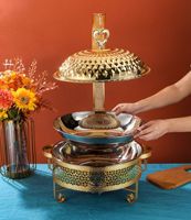 Ensemble de chauffe-plats 8L or dentelle Boom ceinture Buffet léger luxe Style européen hôtel style acier inoxydable métal combustible méthode de chauffage
