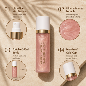 HKH Custom Mineral Makeup <b>Waterproof</b> Oil-control Mist Matte Shimmer Finish Vegan <b>Sunscreen</b> Long Lasting Matte Setting Spray - Product Image 3