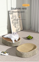 Planche à gratter pour chat en sisal tissé résistante à l'usure et aux rayures, avec lit pour chat intégré, design ovale, 0,5 kg, toutes saisons, en carton