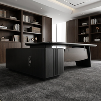 Bureau de direction classique en noyer foncé, design majestueux, artisanat intemporel