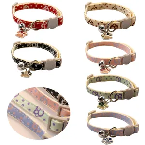 Nouveau collier pour animaux de compagnie empreinte de patte à pois collier de chat mignon cloche réglable collier de chien accessoire en gros - Product Image 5