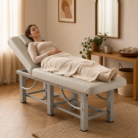 Table de massage professionnelle à 6 pieds avec cadre en acier, étagère de rangement, lit facial réglable, revêtement en PU pour esthéticiennes et spas