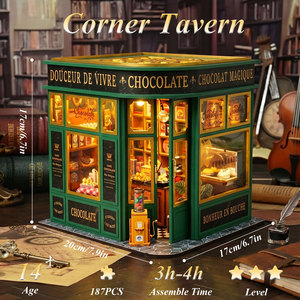 Minihaven DIY Miniature <strong>House</strong> Kit Magic Chocolate Shop Wooden Model Craft with LED Light Gift for Kid <strong>Doll</strong> <strong>House</strong> - Product Image 2
