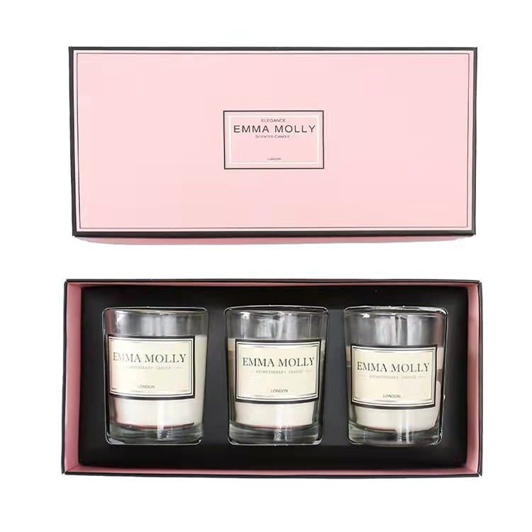 custom paper hard cardboard holographic matte black wax scented candles gift boxes packaging